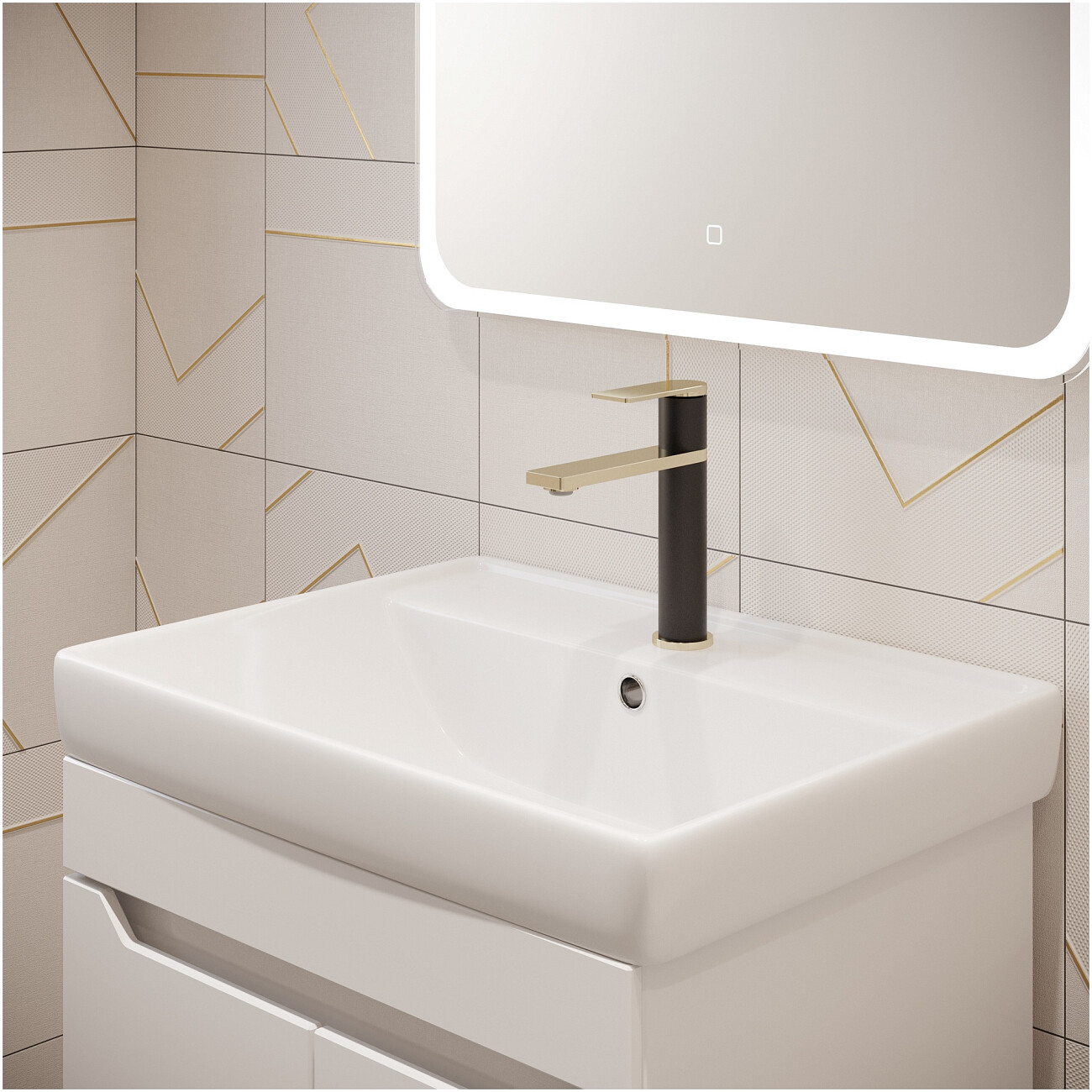 Смеситель для раковины однорычажный черный, золотой Stworki "Олланд" S01010BG - изображение 6