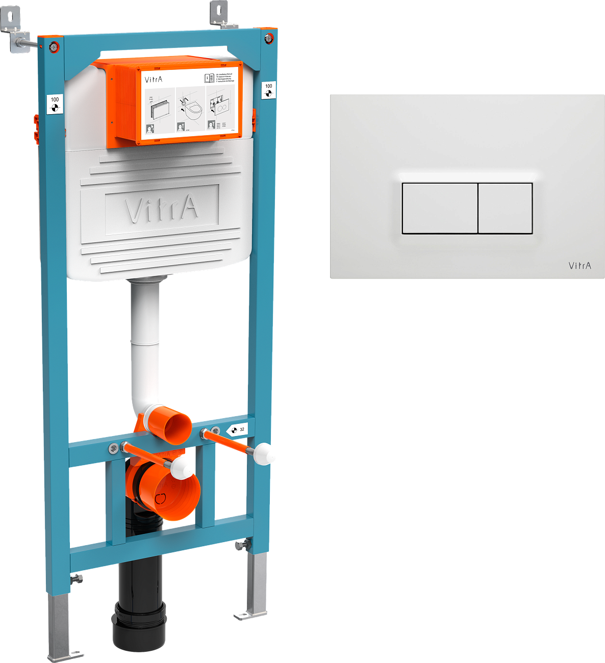 Унитаз белый Seramiksan Saturn Rimout A141151H с инсталляцией VitrA 800-2012 с белой кнопкой - изображение 6