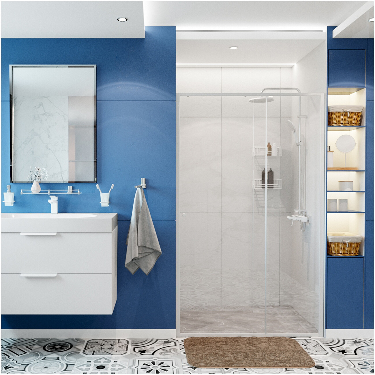 Душевая дверь раздвижная 120х200 см прозрачная, белая Wasserkraft Rhin 44S05 - изображение 2