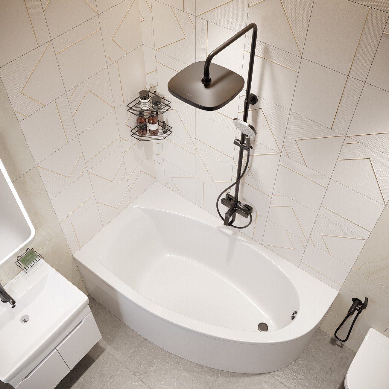 Ванна акриловая левая 90х160 см с каркасом белая Stworki "Ноттвиль" L SW2016090012L, SW5016090001 - изображение 10