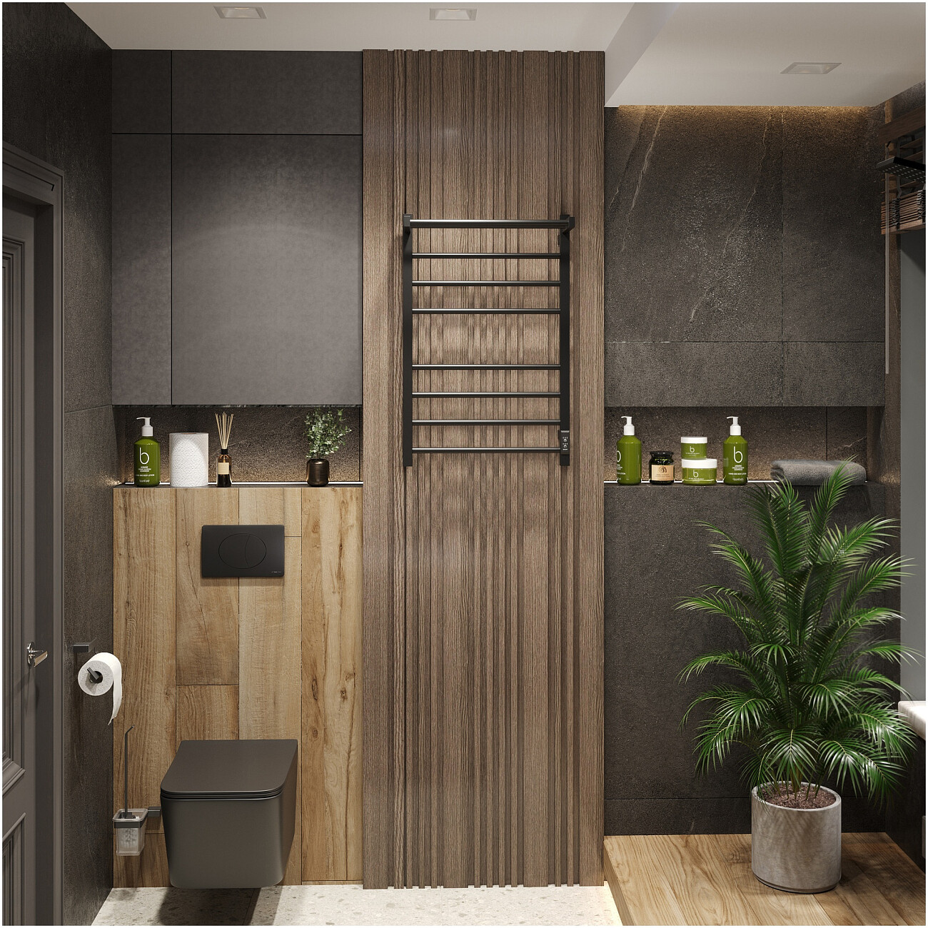 Полотенцесушитель электрический с полкой 80х50 см черный Stworki "Пенелопа" L2 - изображение 7