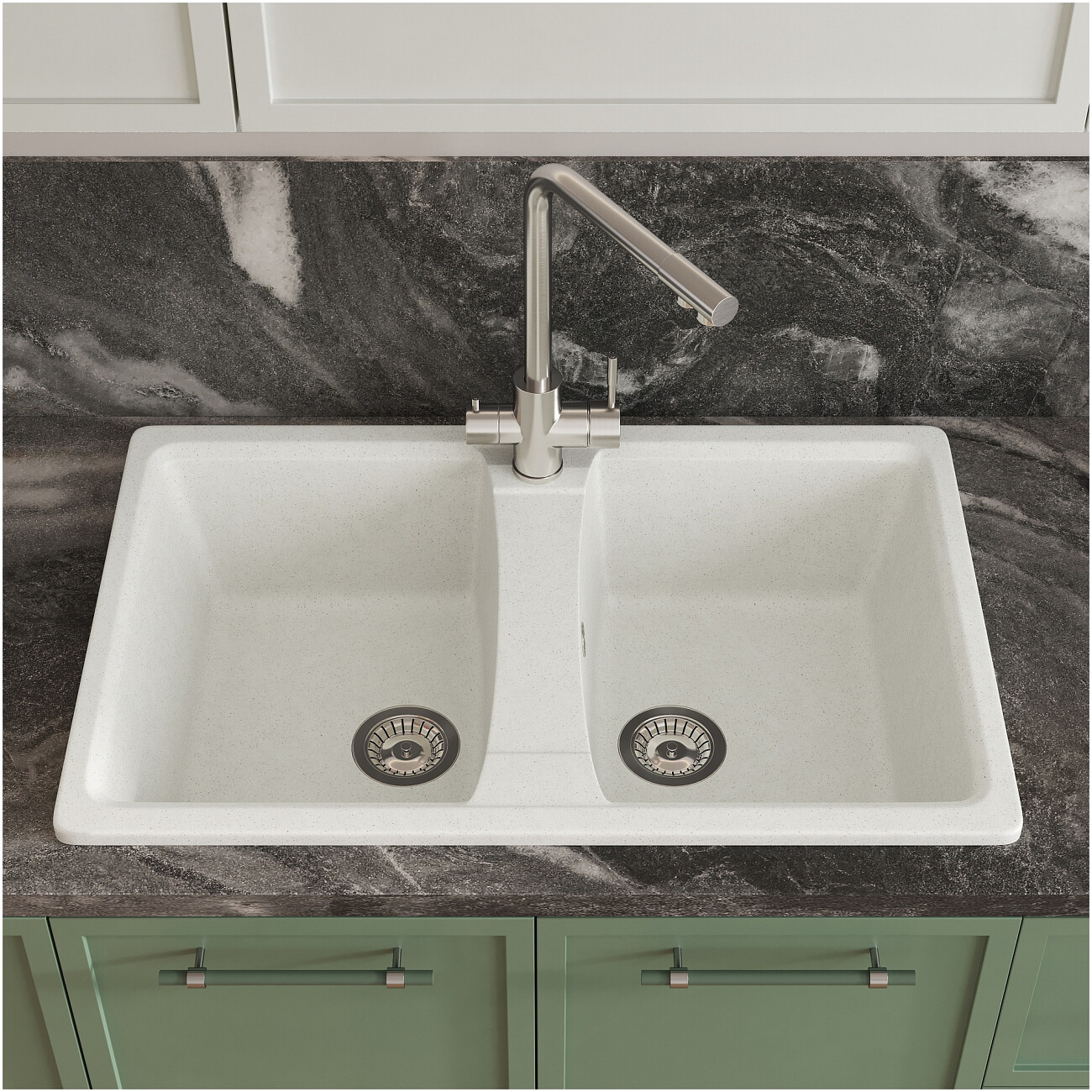 Мойка кухонная белая Domaci "Болонья" М-26-001 - изображение 7