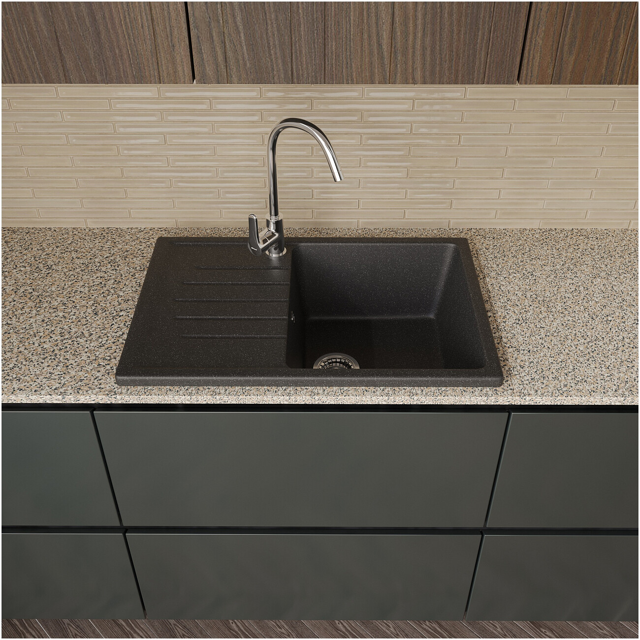 Мойка кухонная антрацит Domaci "Болонья" М-16-007 - изображение 7