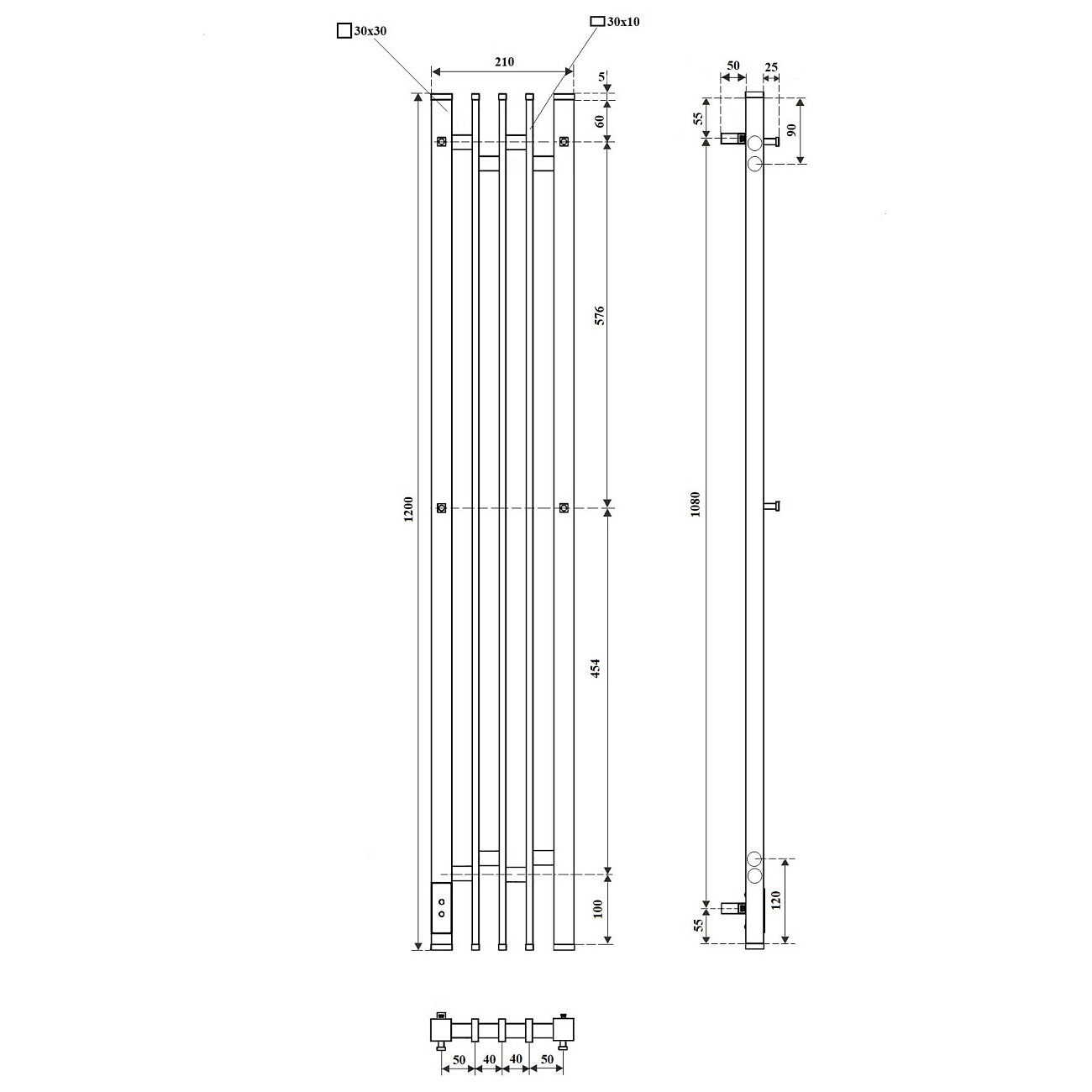 Полотенцесушитель электрический 120х18 см графит Point "Фрея П2" PN20732GB - изображение 2