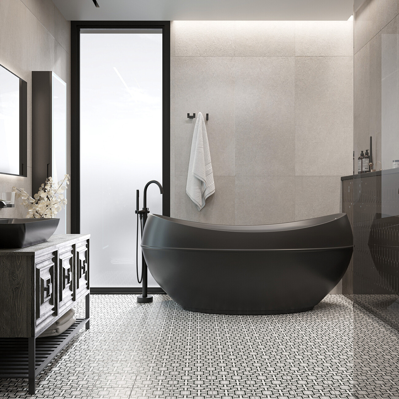 Ванна акриловая овальная 95х190 см черная Artemis Adonis 1.05.400.038.01.0.64 - изображение 3