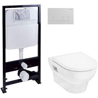 Унитаз Hansgrohe GladeLake S HGSET002 с инсталляцией Ewrika ProLT 0026-2020, с кнопкой белой 0042