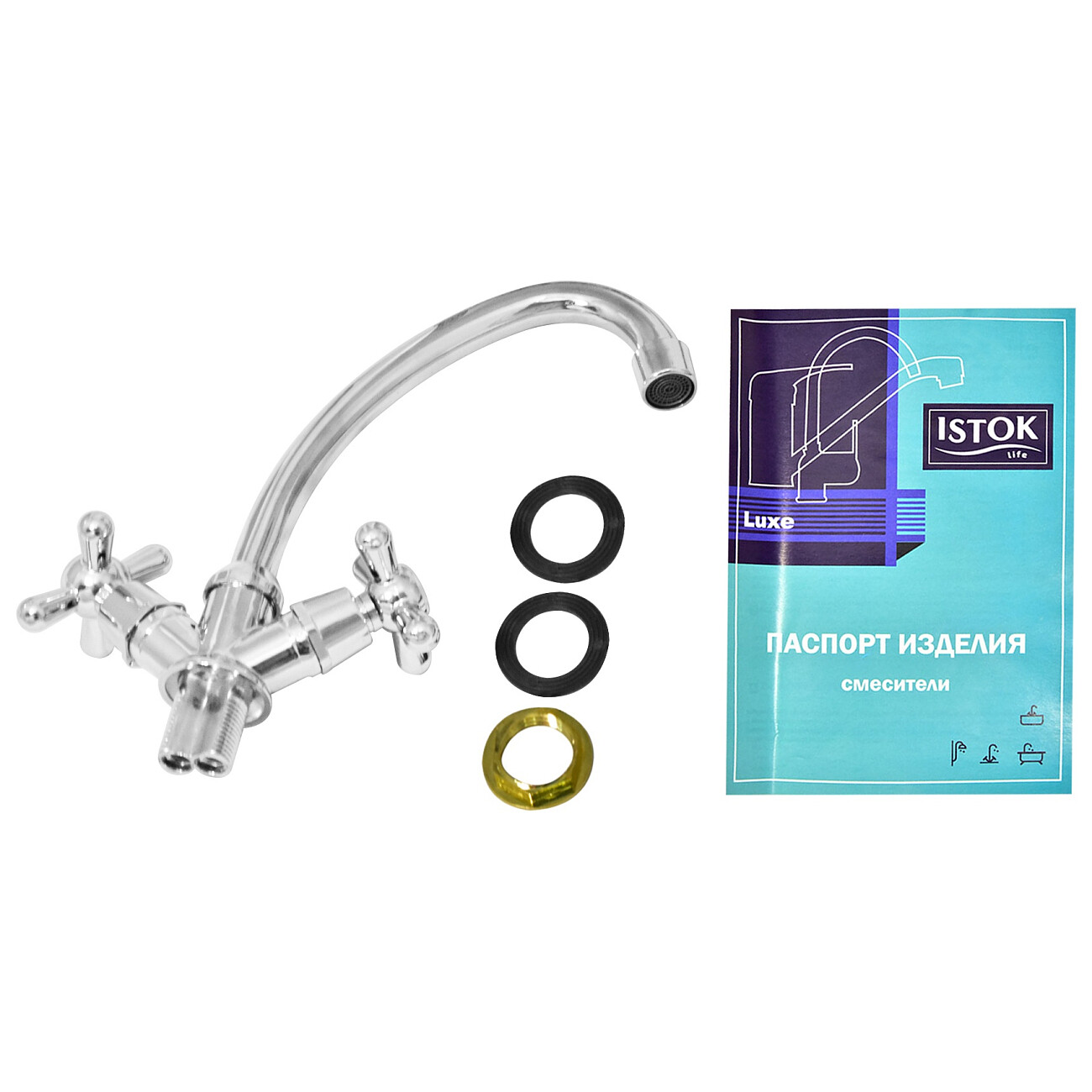 Смеситель для кухни двухвентильный хром Istok life Luxe 0402.437 - изображение 14