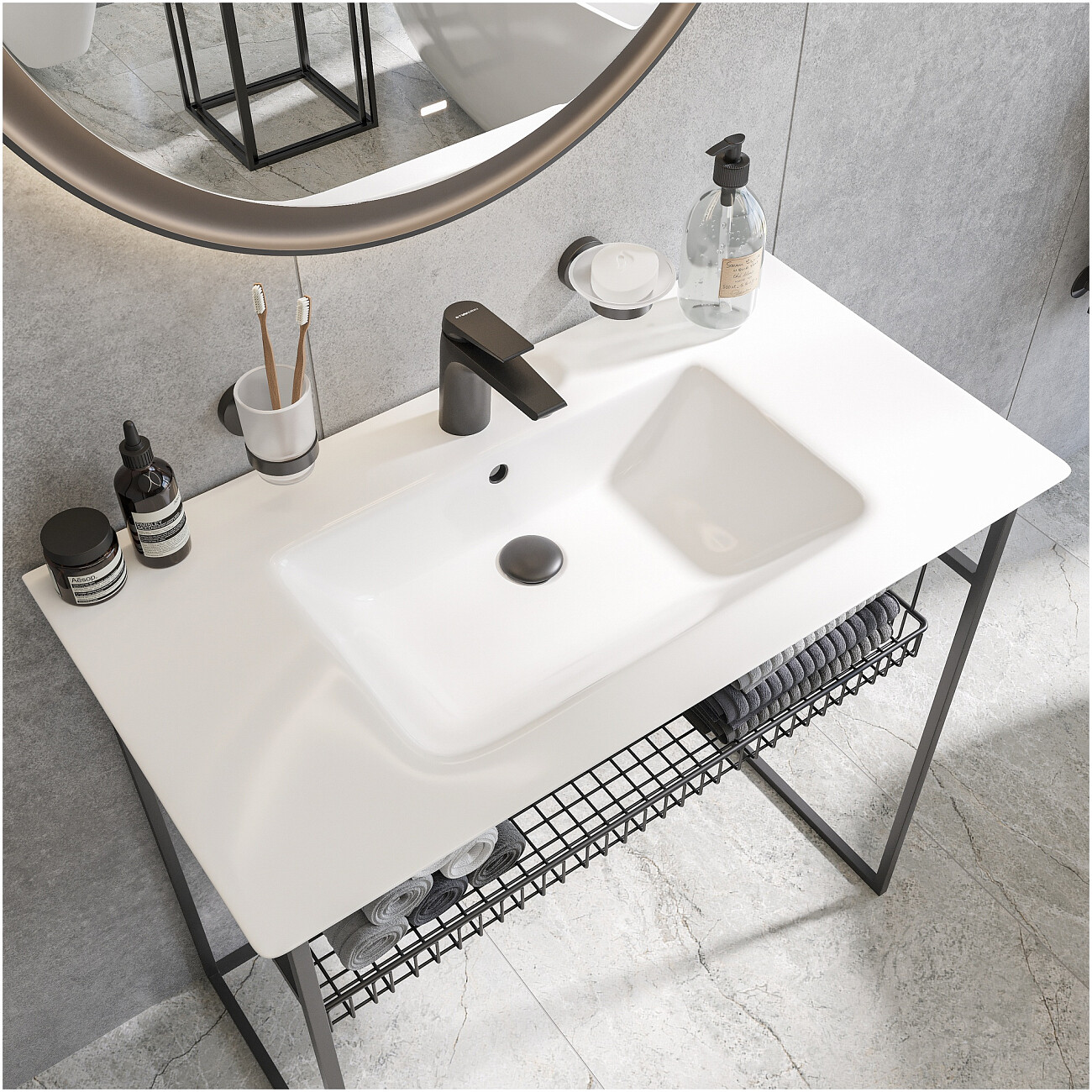 Смеситель для раковины однорычажный черный Stworki "Монтре" S30010BK - изображение 7