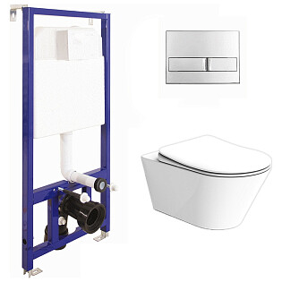 Унитаз белый Creto Logan L3 1003-001-L3W с инсталляцией Berges Wasserhaus Novum L3 040213