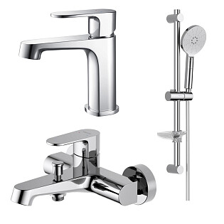 Душевой комплект с лейкой со смесителем для ванны и душа хром Aquatek &quot;Оберон&quot; AQ1230CR