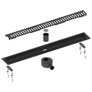 Душевой лоток с вставкой &quot;lines&quot; черный Timo Drain System 600