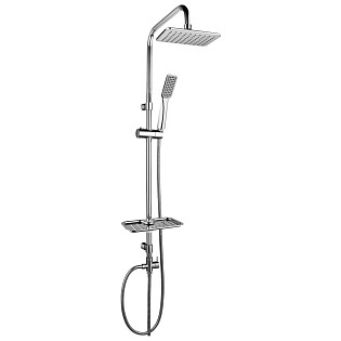 Душевая стойка с верхним душем с держателем и мыльницей хром Lemark LM8804C