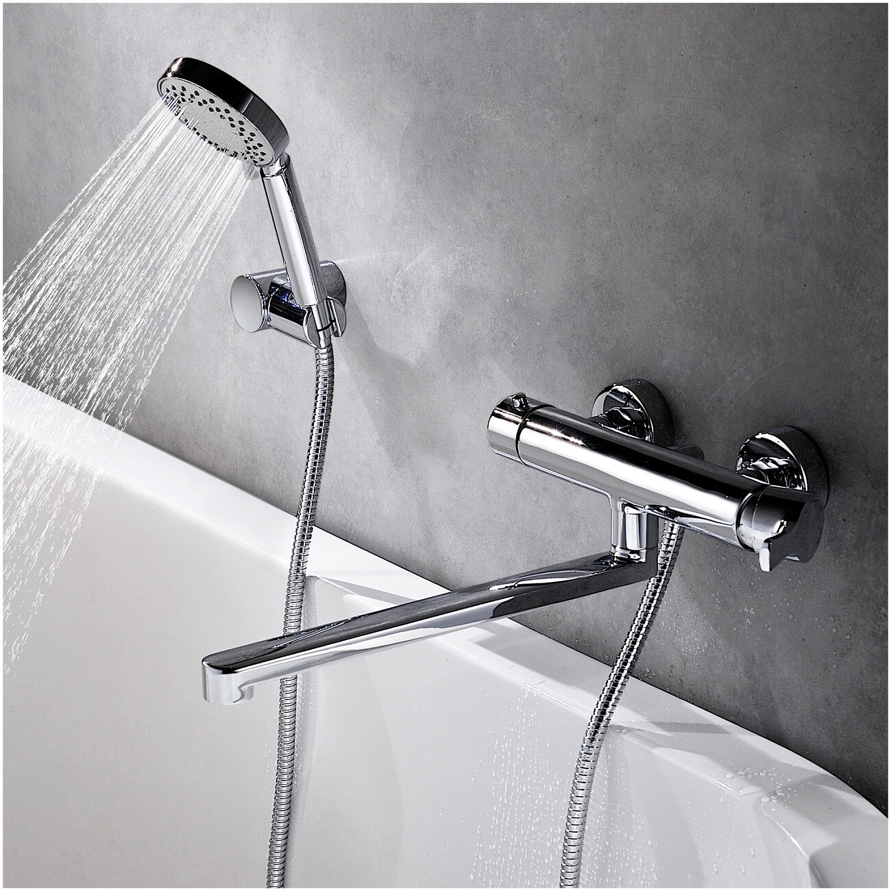 Душевой комплект с лейкой и длинным изливом хром Wasserkraft Berkel 4802L - изображение 3