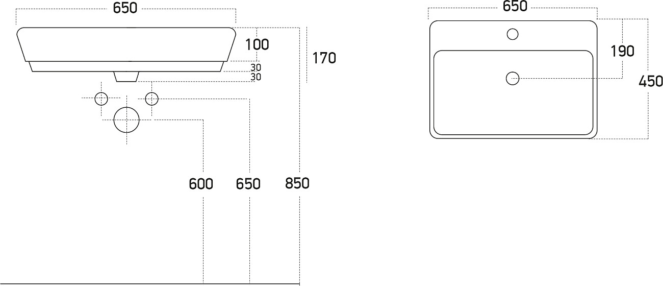 Раковина накладная керамическая прямоугольная 45х65 см белая Stworki 3065-KL - изображение 2