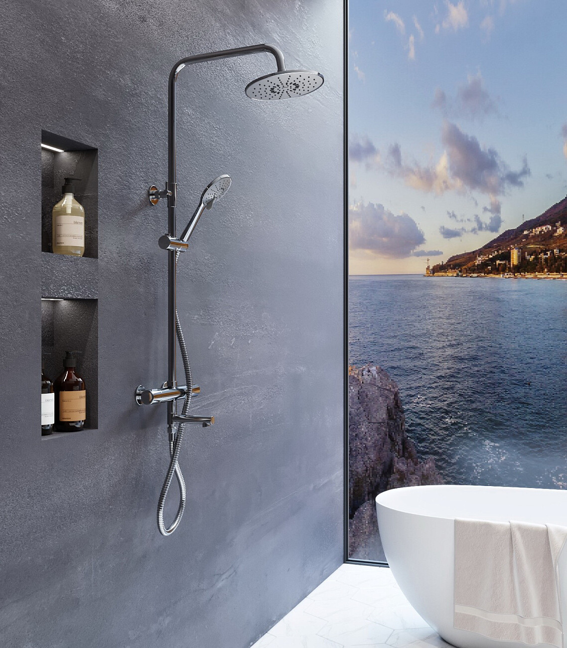 Душевая стойка с верхним душем и термостатом хром Stworki "Рандерс" RD-03cr - изображение 7