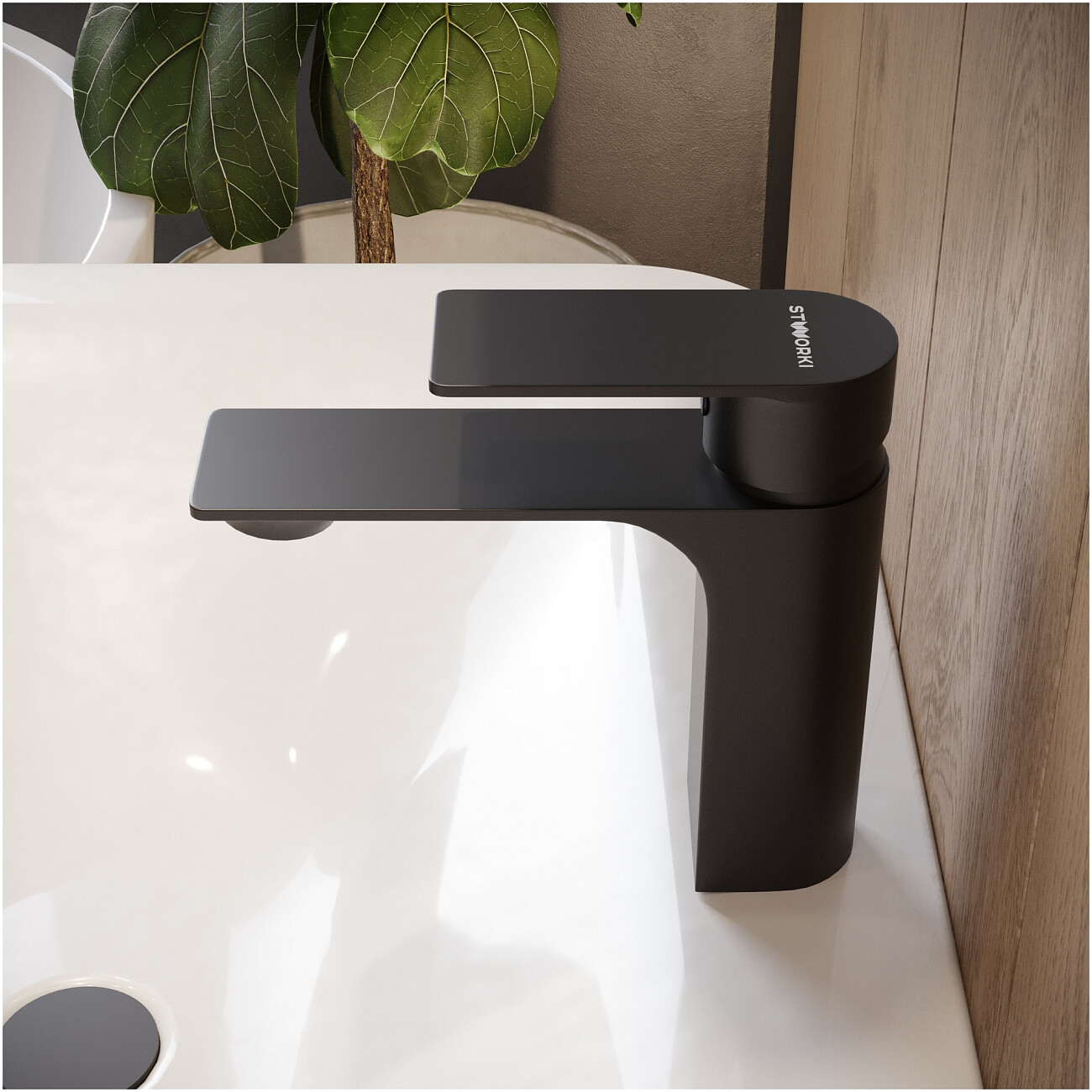 Смеситель для раковины однорычажный черный Stworki "Гриндстед" S29010BK - изображение 7