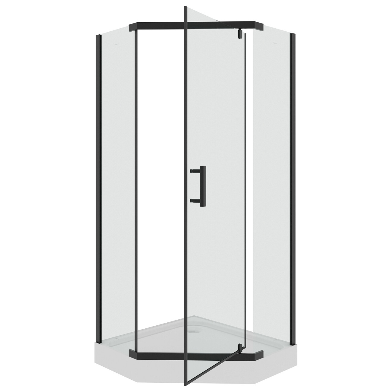 Душевой уголок с поддоном 90х90 см белый, черный, прозрачный Parly ZPE911BE - изображение 5