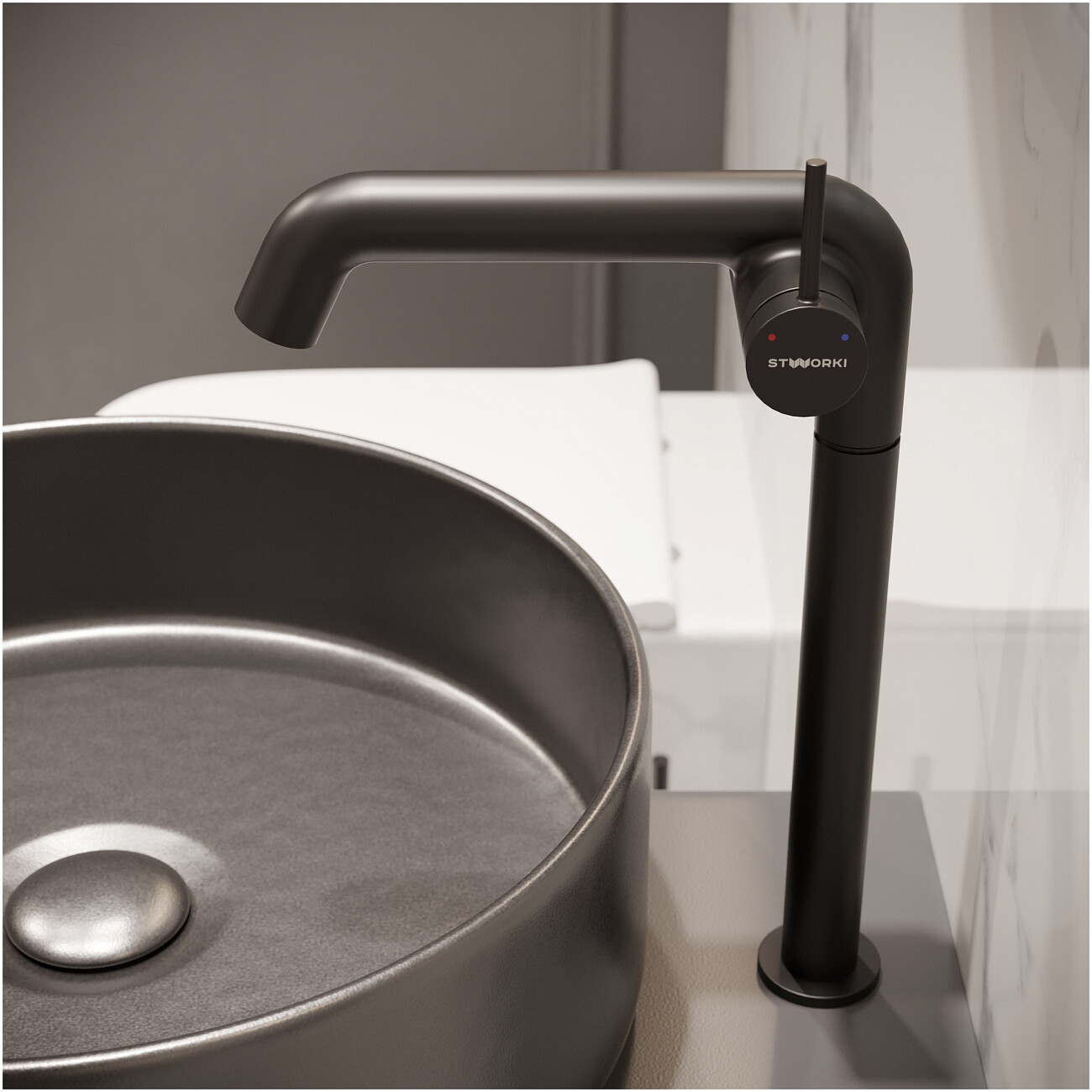 Смеситель для раковины однорычажный черный Stworki "Лунд" S25025BK - изображение 6