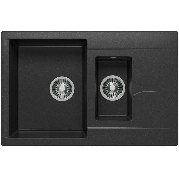 Мойка кухонная гранитная прямоугольная черная Polygran Brig-770 621404 - изображение 1