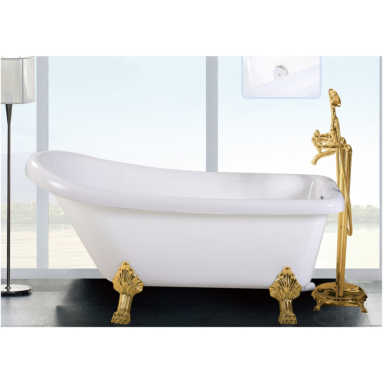 Ванна на львиных лапах белая, золото Cerutti SPA Vito 170 CT9670 - изображение 2