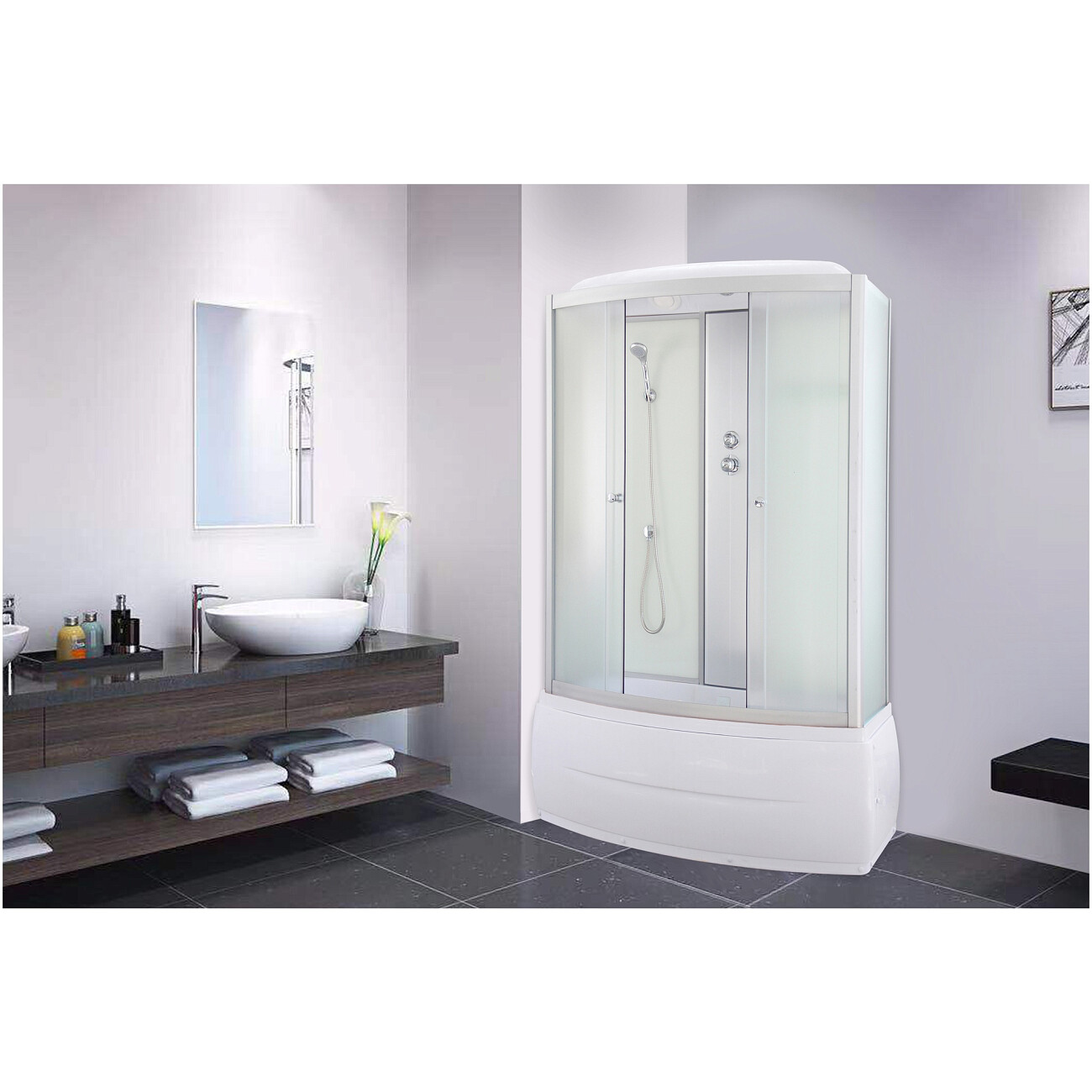 Душевой бокс прямоугольный с высоким поддоном 75х150 белый Parly BNE150FR - изображение 5