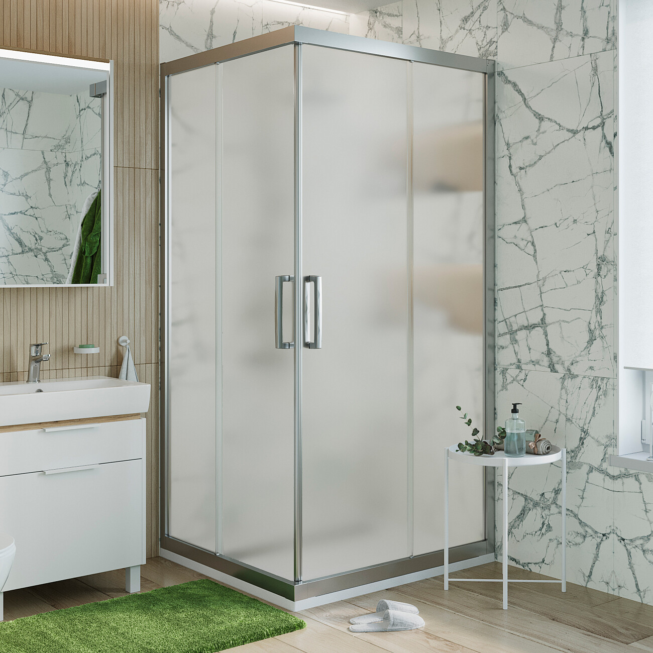 Душевой уголок квадратный 95x95 см хром Stworki "Дублин" 3GW102TTKK000 - изображение 2