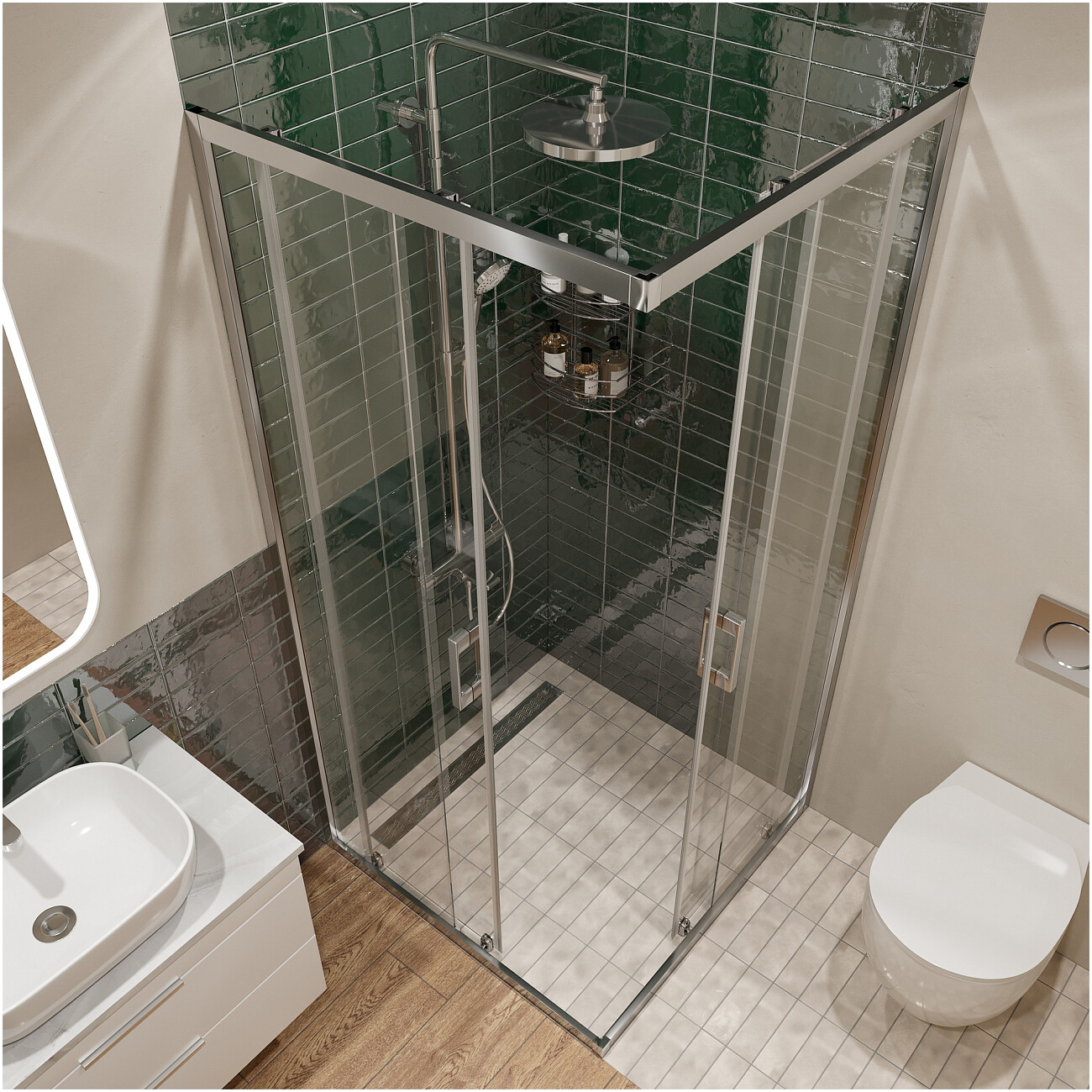 Душевой уголок прямоугольный 80х120 см хром Artemis Amata - изображение 5