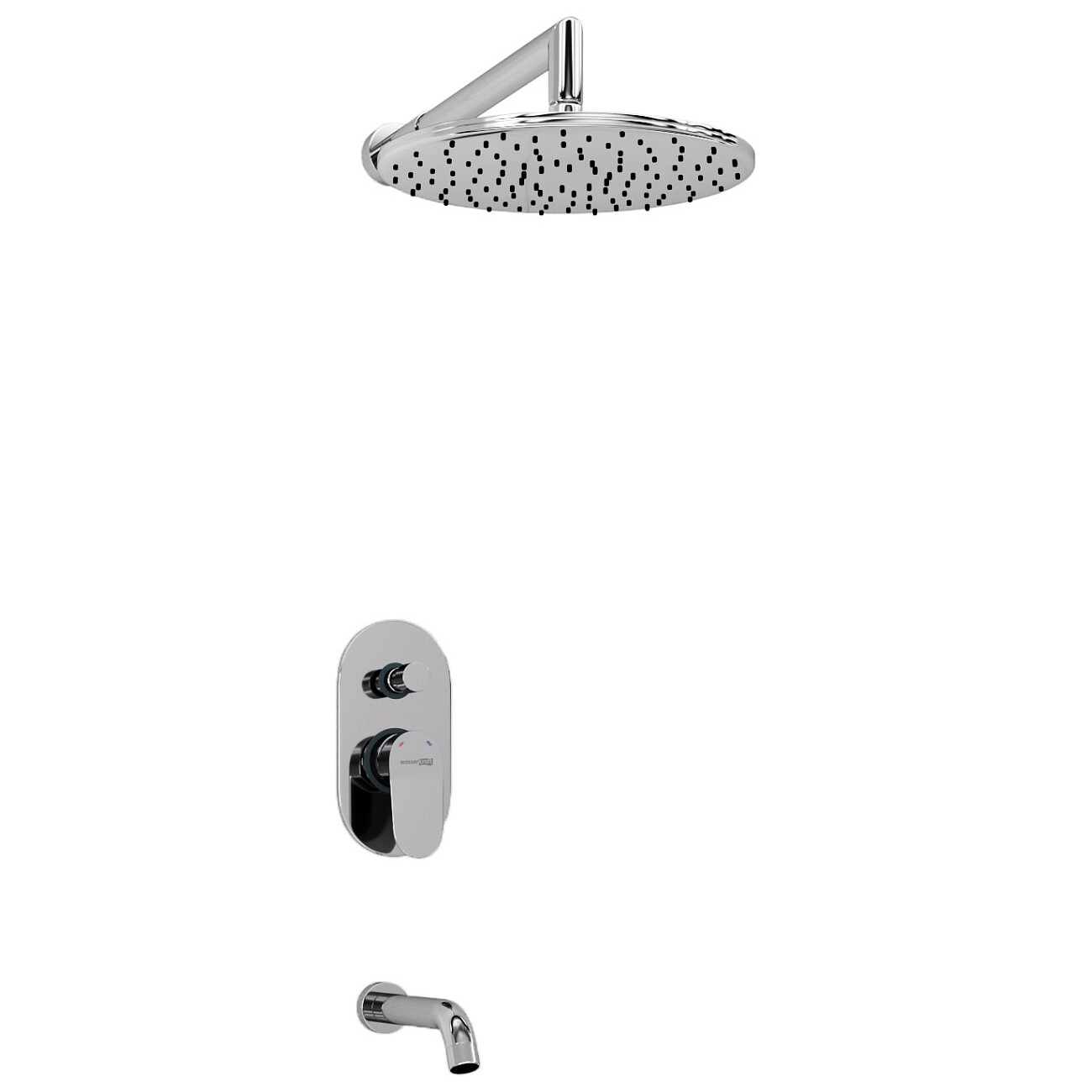 Душевой комплект встраиваемый с изливом и верхним душем хром Wasserkraft A13030 - изображение 3