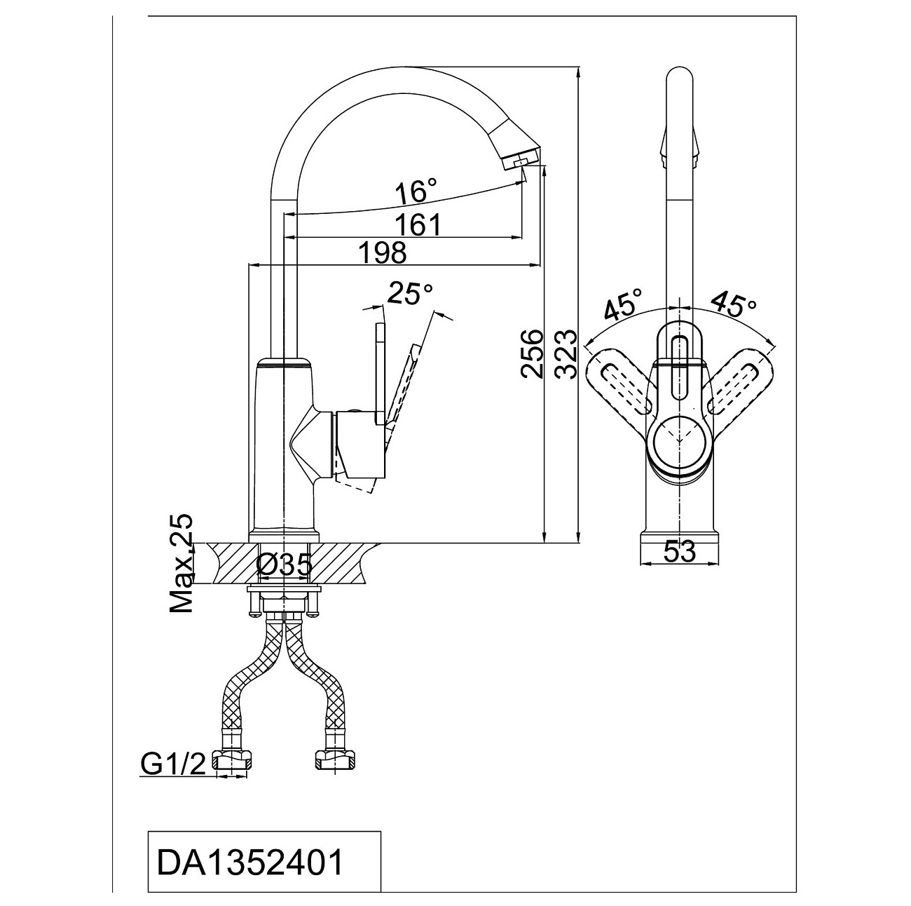 Смеситель для кухни латунный хром D&K Rhein Paulinus DA1352401 - изображение 2