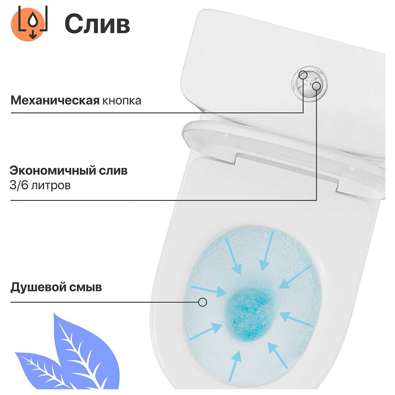 Унитаз напольный овальный белый Diwo "Сочи" 0402 - изображение 4