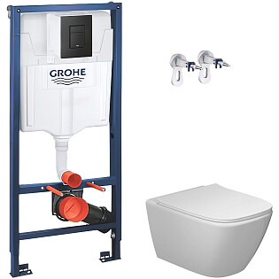 Унитаз подвесной белый Stworki &quot;Карлстад&quot; 5610 Lento 0405 с инсталляцией Grohe Rapid SL 38811KFO