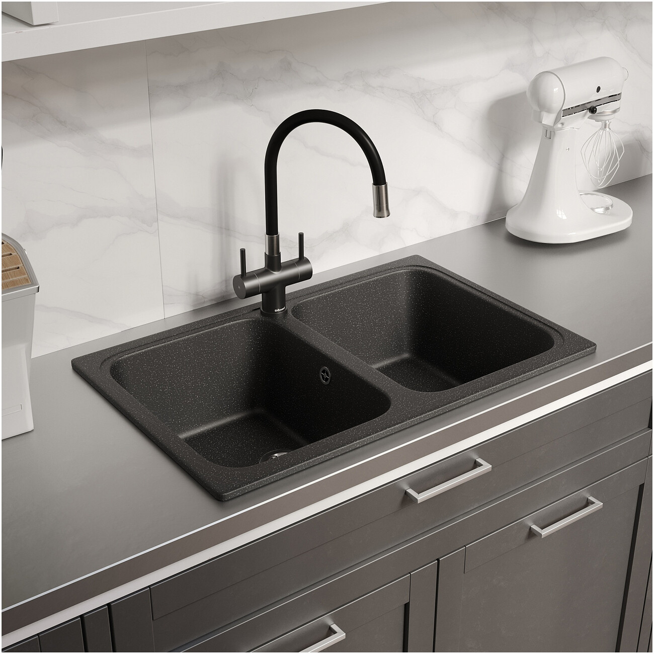 Мойка кухонная черная Domaci "Болонья" М-20-002 - изображение 8