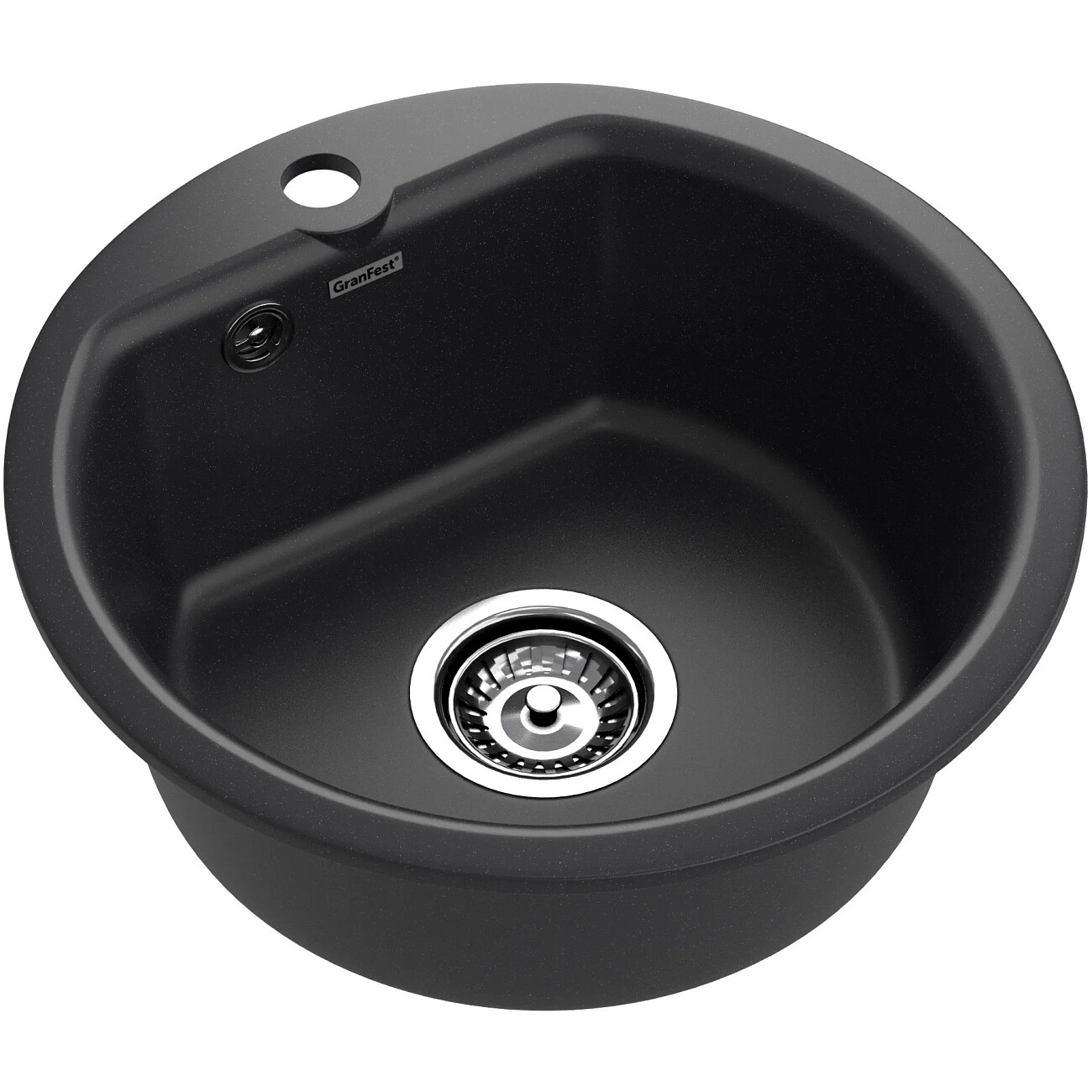 Мойка кухонная из искусственного мрамора круглая 43 см черная Granfest Smart 435 - изображение 2