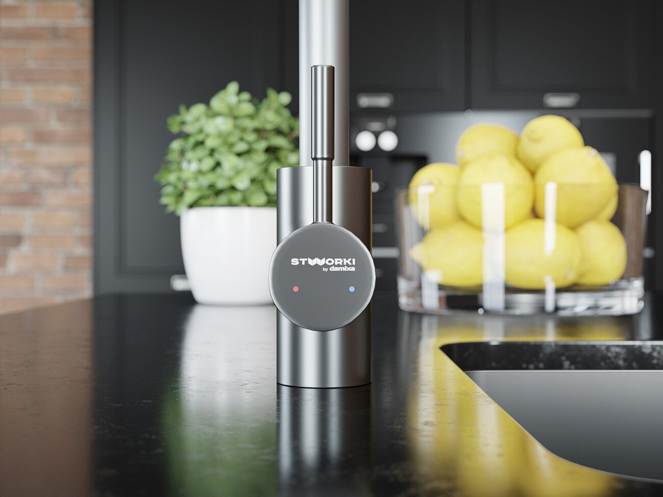 Смеситель для кухни однорычажный со встроенным изливом питьевой воды серый Stworki HSTW07200 - изображение 6