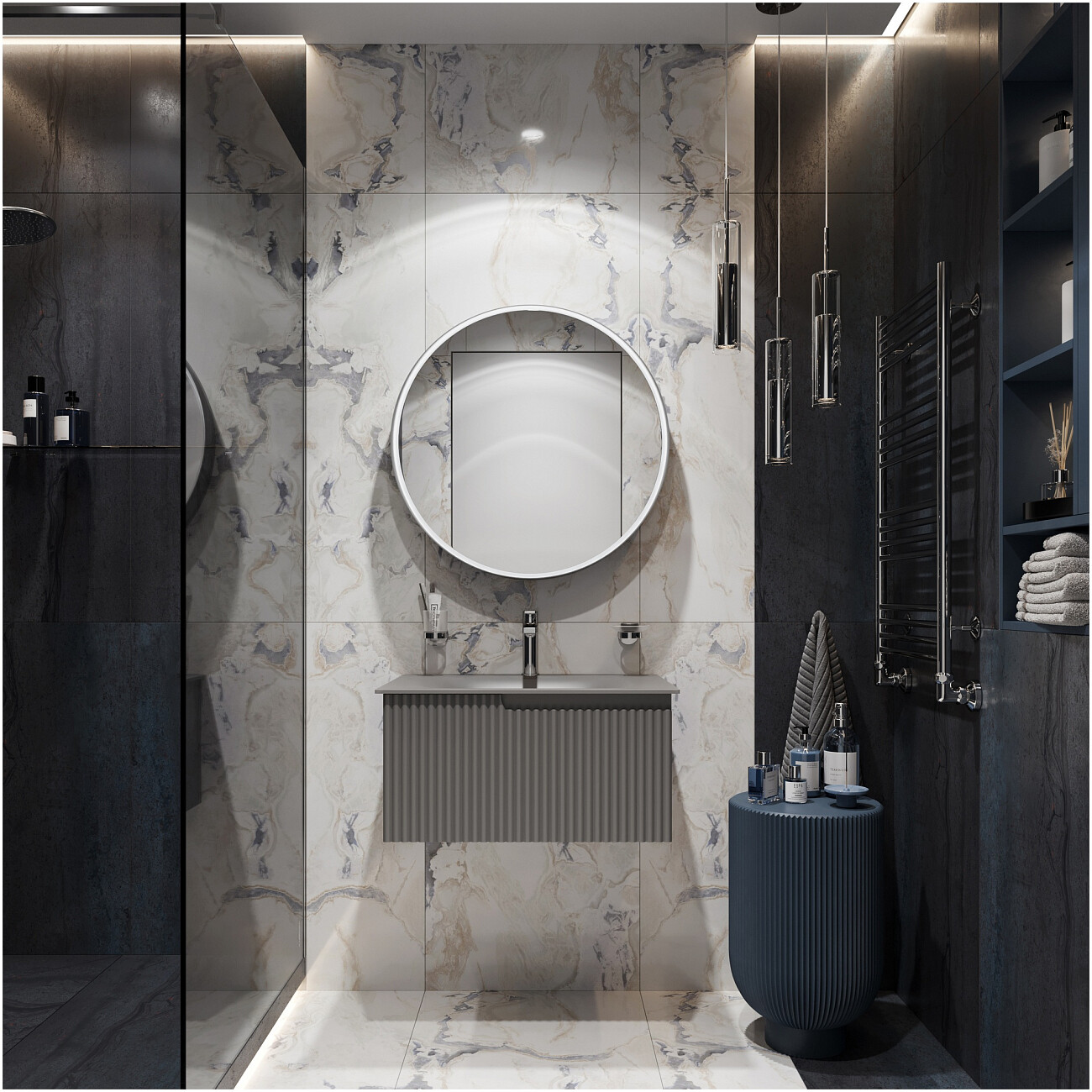 Раковина мебельная стеклянная 70 см серая Stworki "Вестфолл" - изображение 5