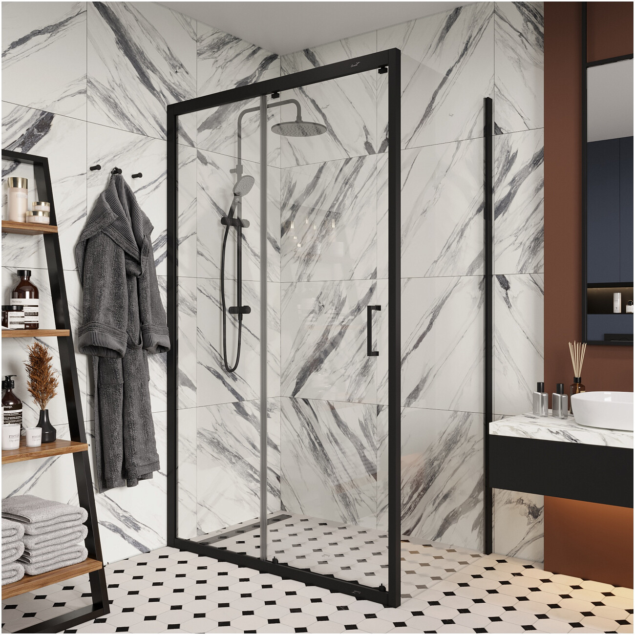 Душевой уголок прямоугольный 80x120 см черный Cerutti SPA Gloria 120B - изображение 4