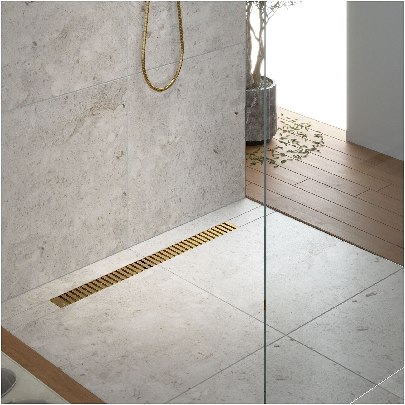 Душевой лоток с вставкой "lines" золото матовое Timo Drain System 800 - изображение 2