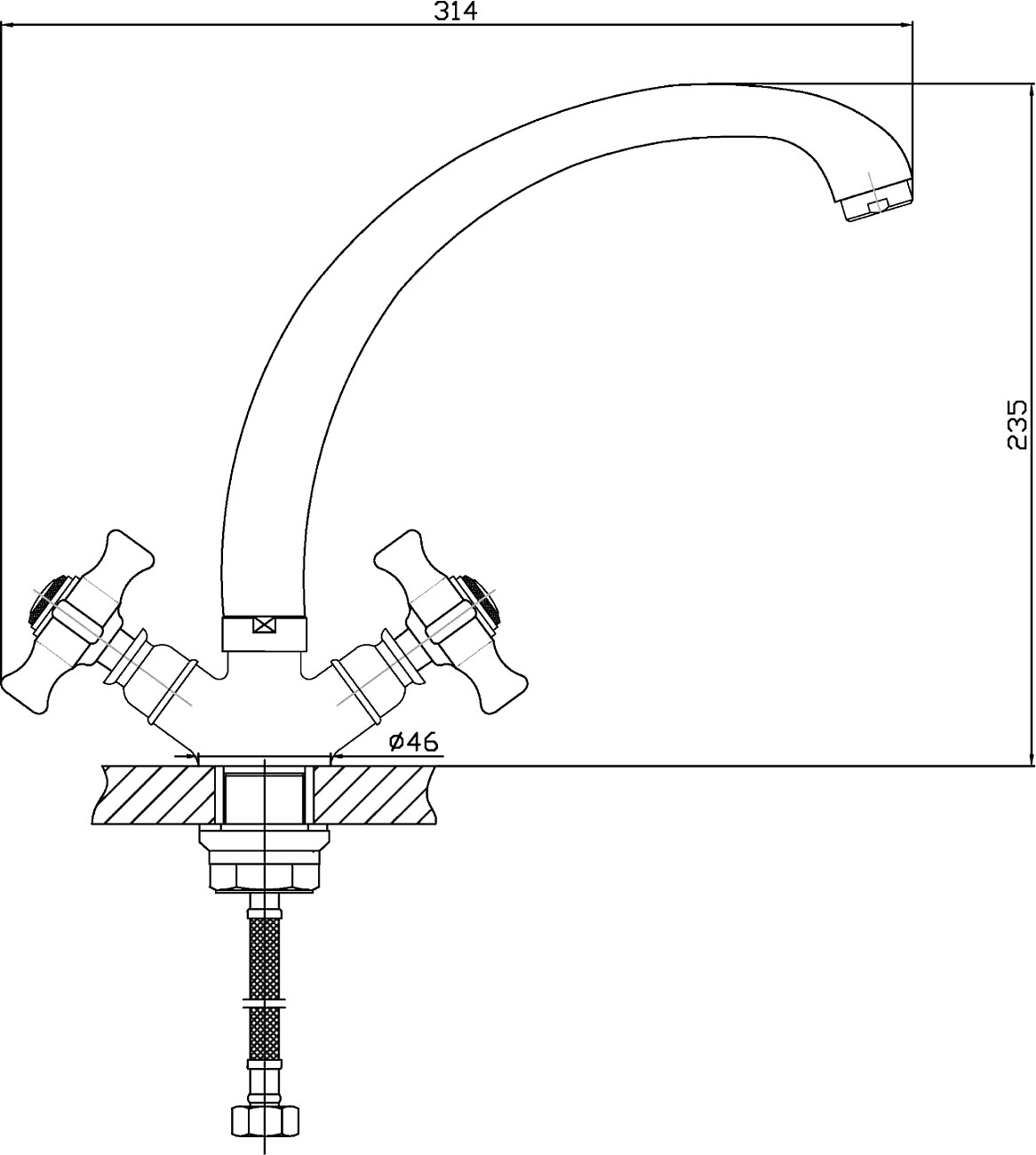 Смеситель для кухни двухвентильный хром Domaci "Равенна" D1700200 - изображение 2
