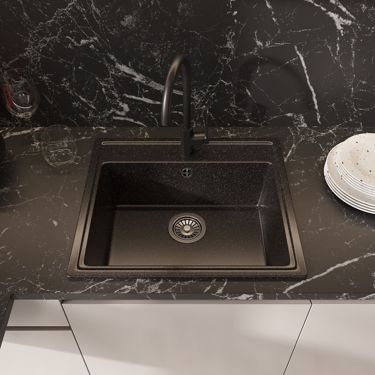 Мойка кухонная черная Domaci "Палермо" PR-565-004 - изображение 8