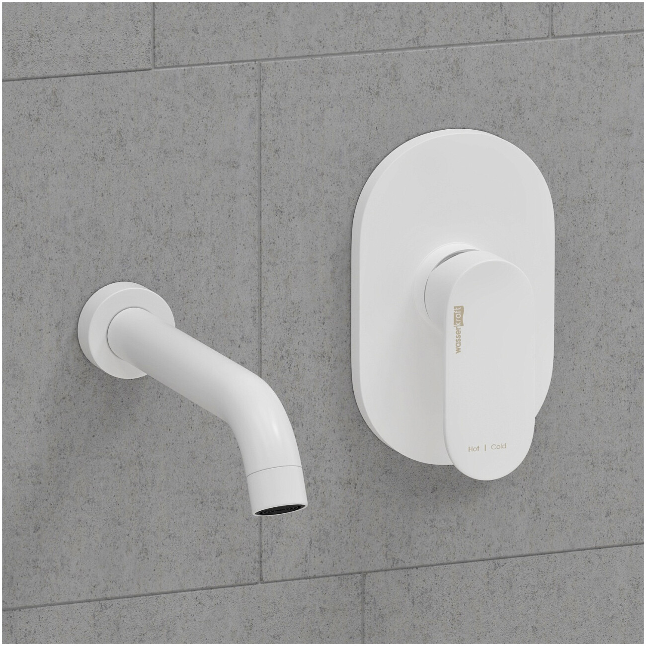 Смеситель для раковины встраиваемый с изливом белый Wasserkraft A85593 - изображение 2