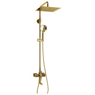 Душевой комплект с тропическим душем и смесителем для ванны золотой Wasserkraft A171.261.207.PG