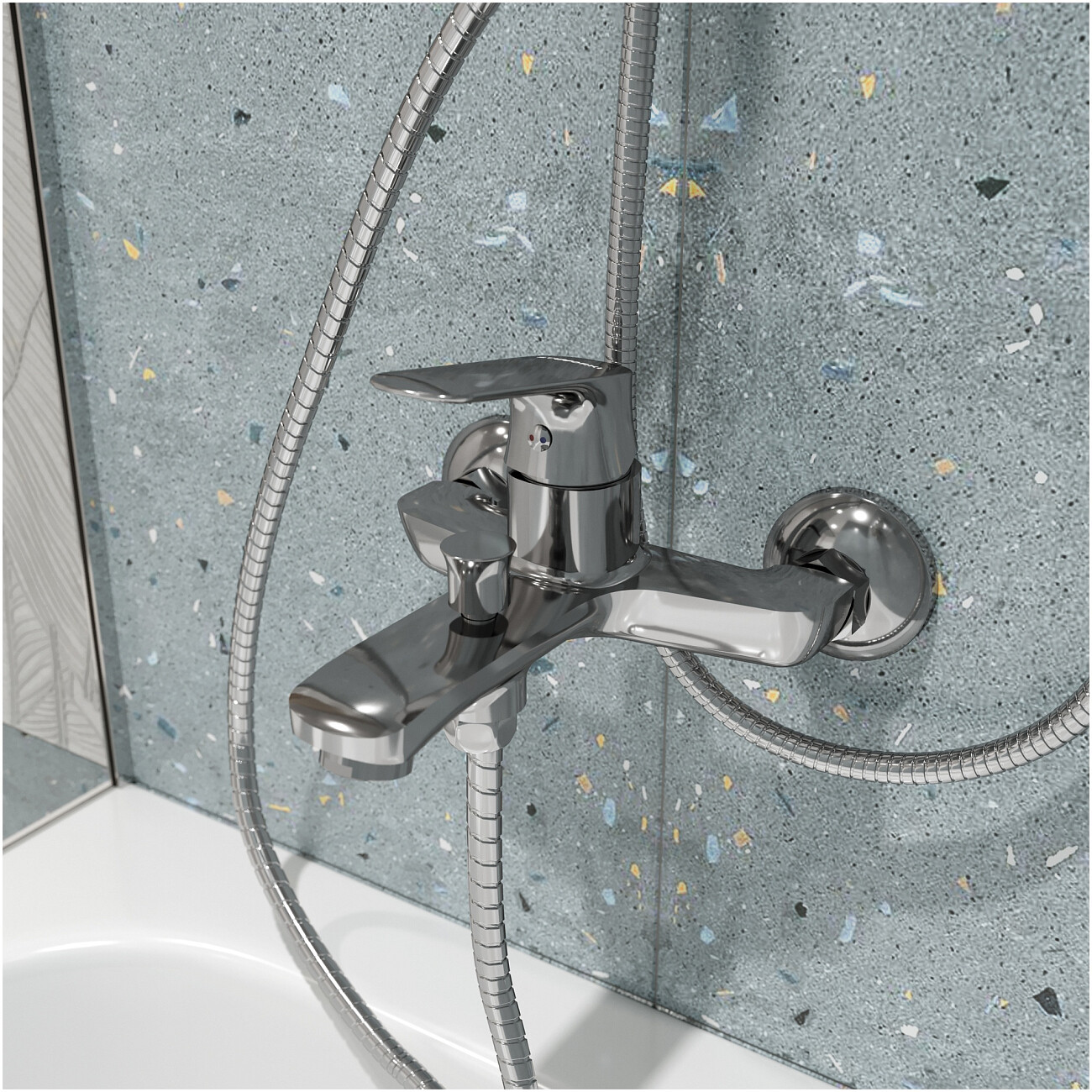 Смеситель для ванны с душем настенный хром Stworki "Ши" S16100CR - изображение 5