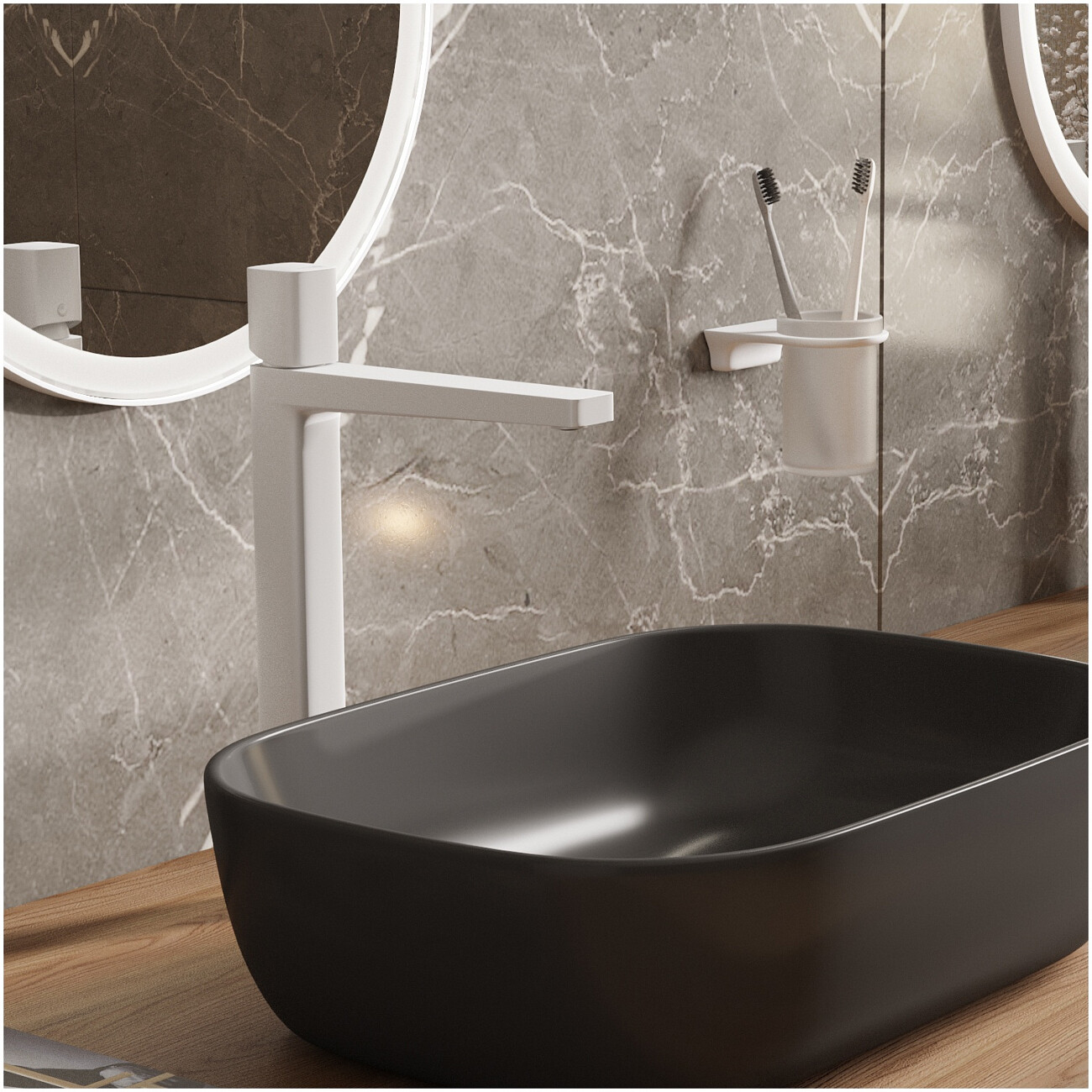 Смеситель для раковины из латуни белый Wasserkraft 9503H - изображение 3