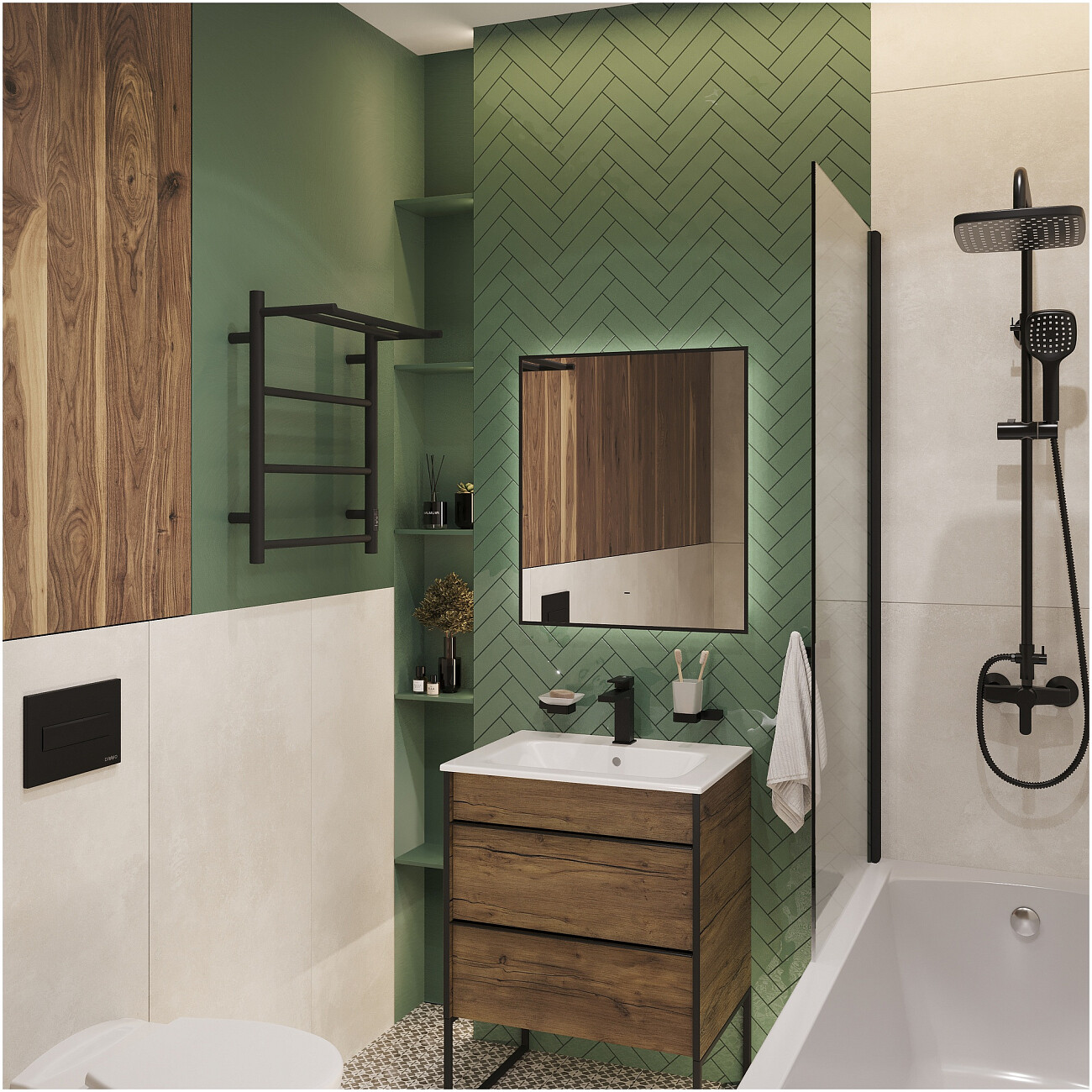 Полотенцесушитель электрический 60х50 см с полкой черный Ewrika "Сафо PN"  4657812418644 - изображение 9