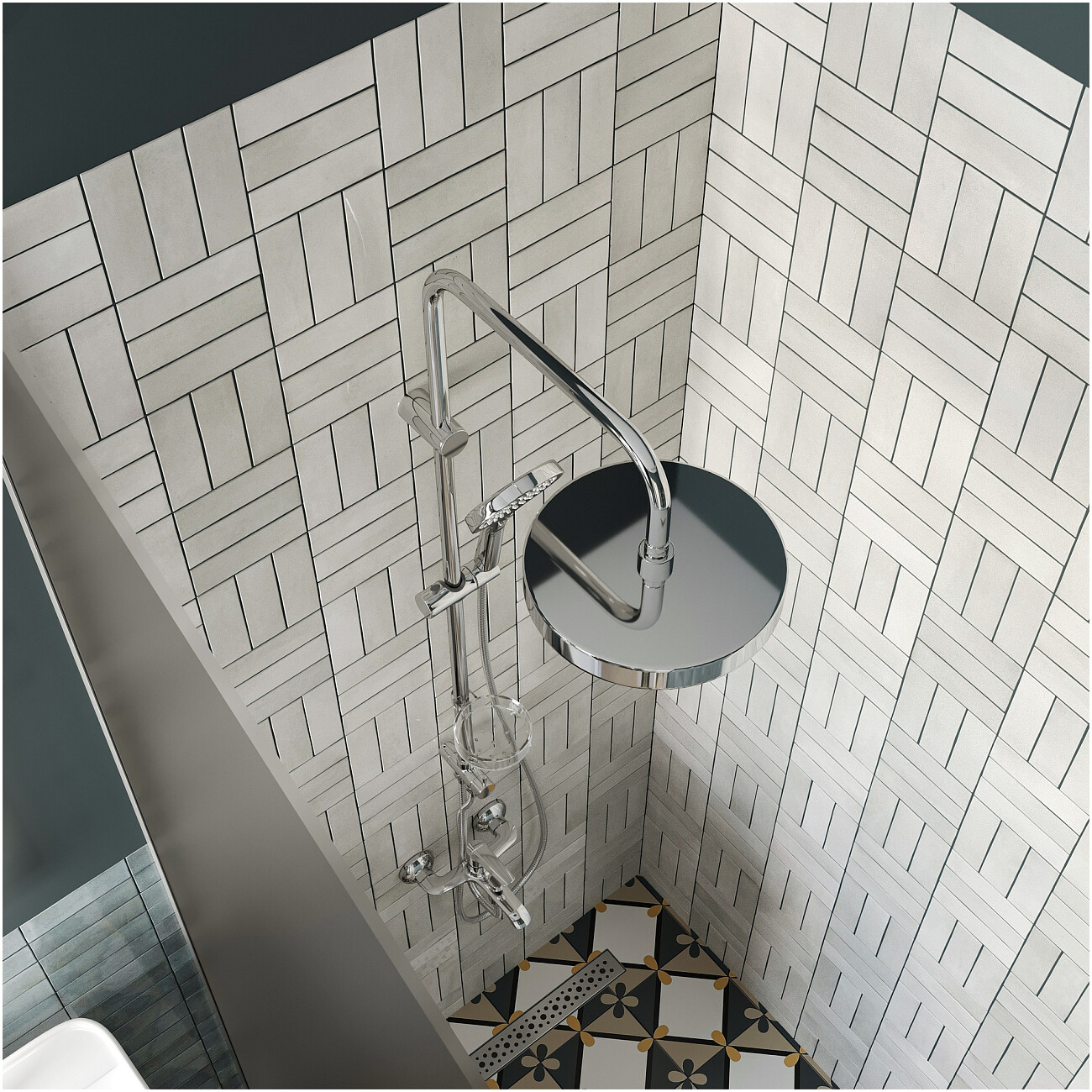 Душевая стойка с верхним душем хром Stworki "Хельсингборг" S18180CR - изображение 8