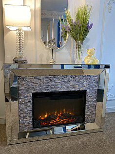 Камин декоративный серебристый Fireplace