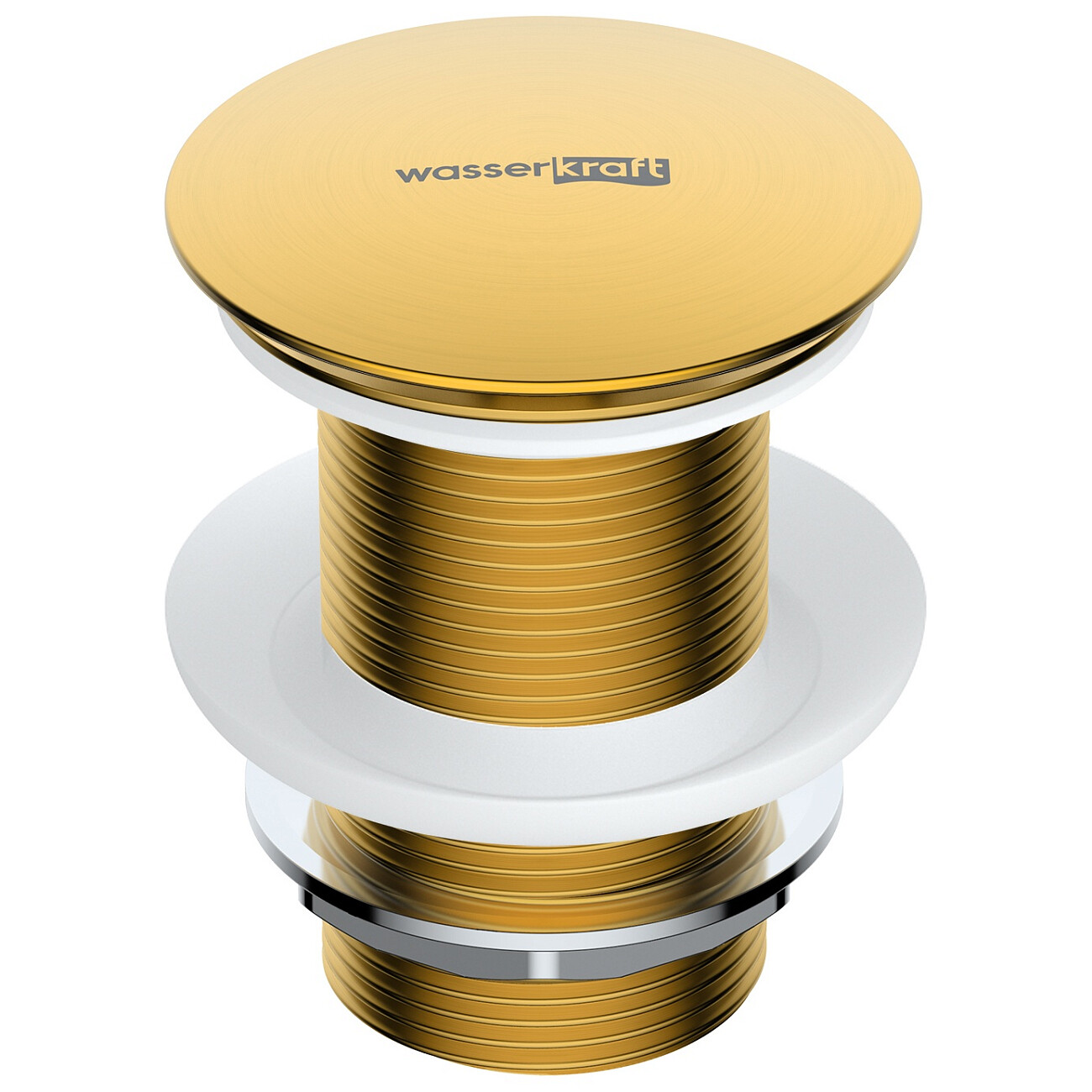 Донный клапан для раковины клик-клак круглый матовое золото Wasserkraft A247 - изображение 2