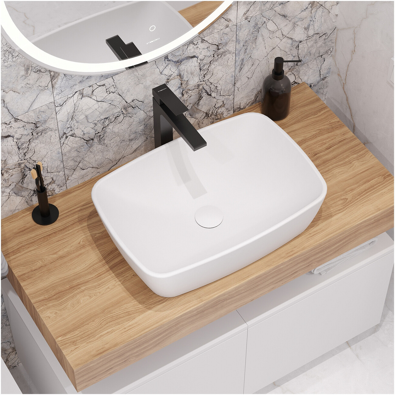 Смеситель для раковины однорычажный черный Stworki "Нюборг" S37020BK - изображение 7