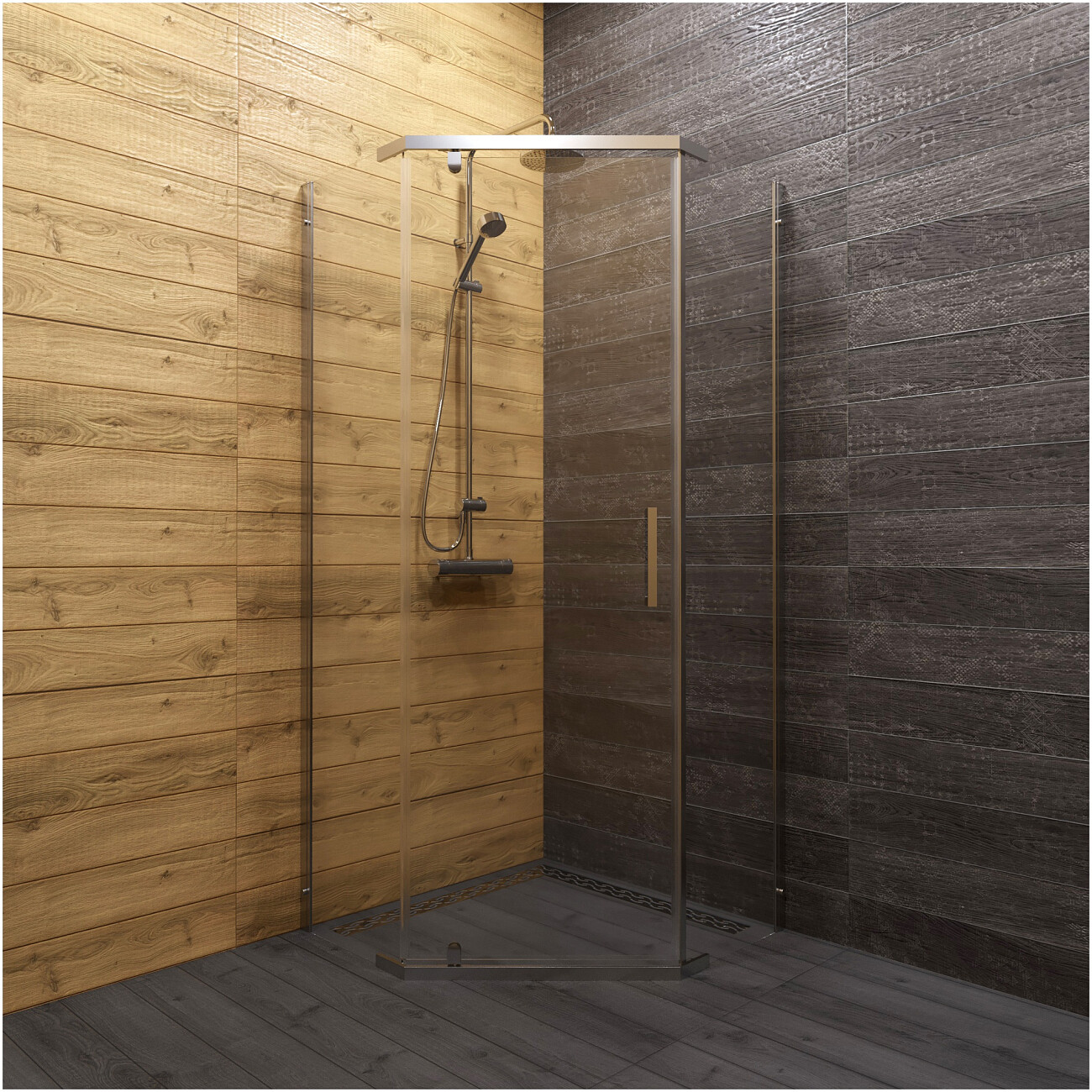 Душевой уголок 100х100 см прозрачный, хром Diwo "Казань" Щ0000067282 - изображение 6