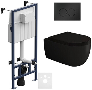 Унитаз подвесной черный Bocchi V-Tondo 1416-004-0129 с инсталляцией Am.Pm ProC I012707.0138